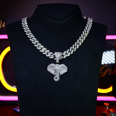 18K Yellow Gold-Plated Micro-inlay  AAA CZ Elephant Pendant Necklace