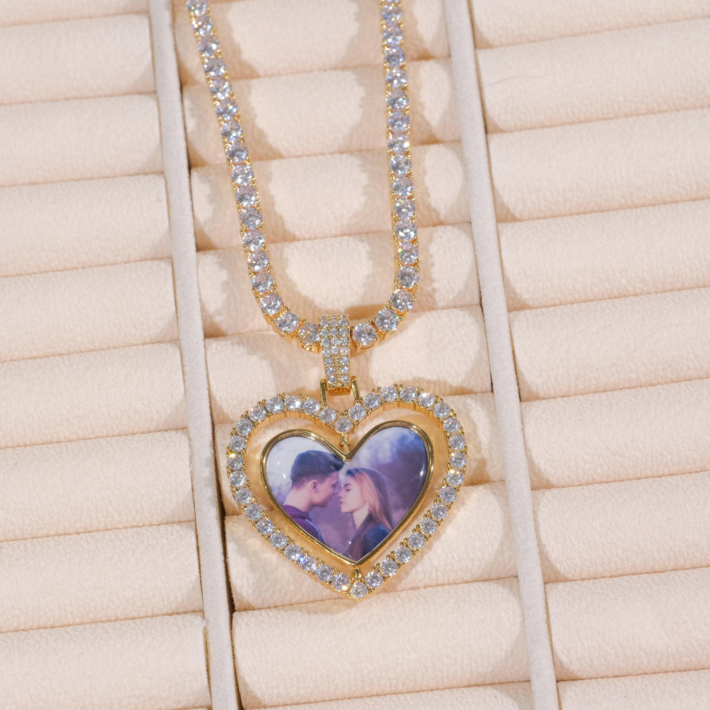 3D Spinning 2-Faced Heart Custom Picture Pendant - The GUU Shop