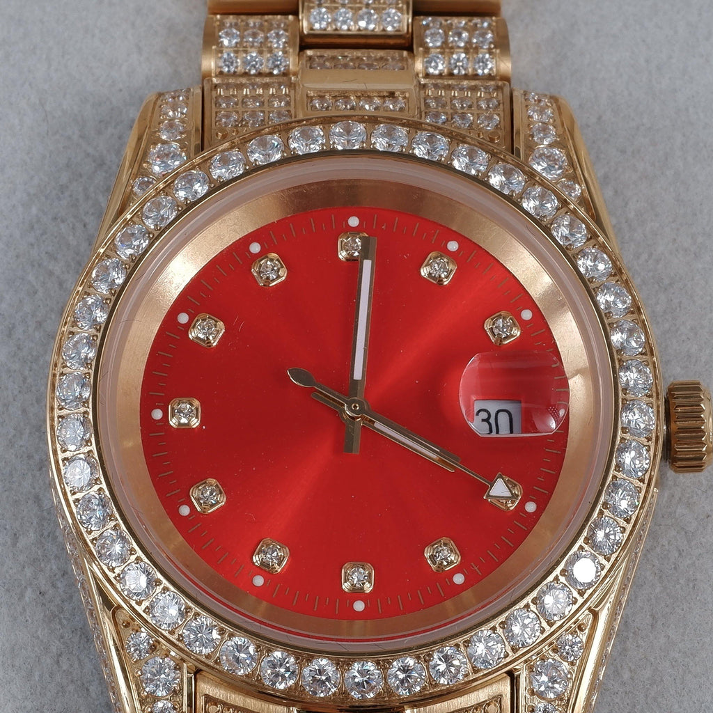GUU Iced Watch Red Dial in Gold - The GUU Shop