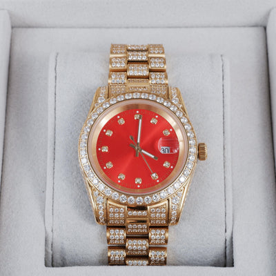 GUU Iced Watch Red Dial in Gold - The GUU Shop