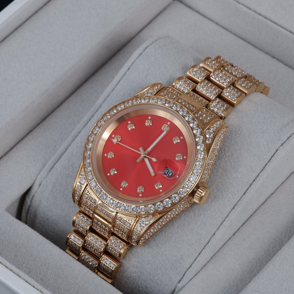 GUU Iced Watch Red Dial in Gold - The GUU Shop