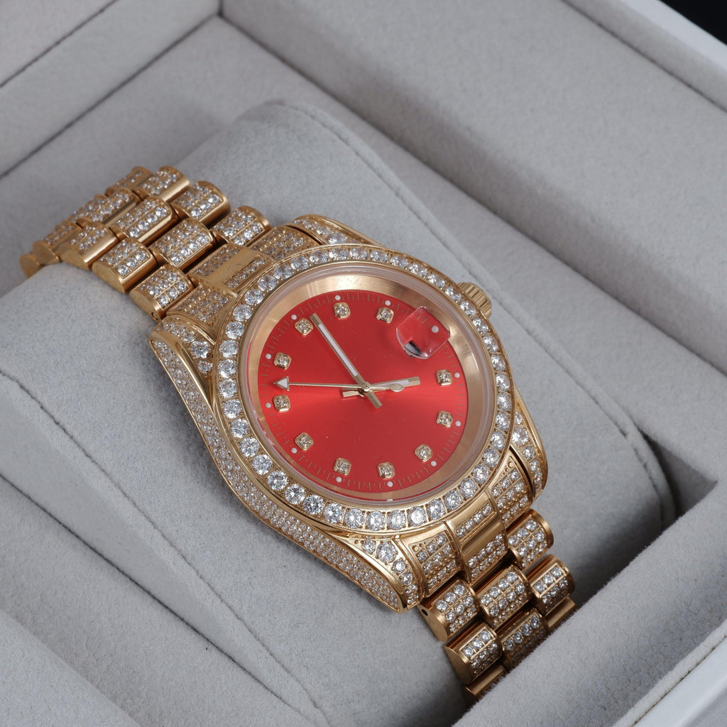 GUU Iced Watch Red Dial in Gold - The GUU Shop