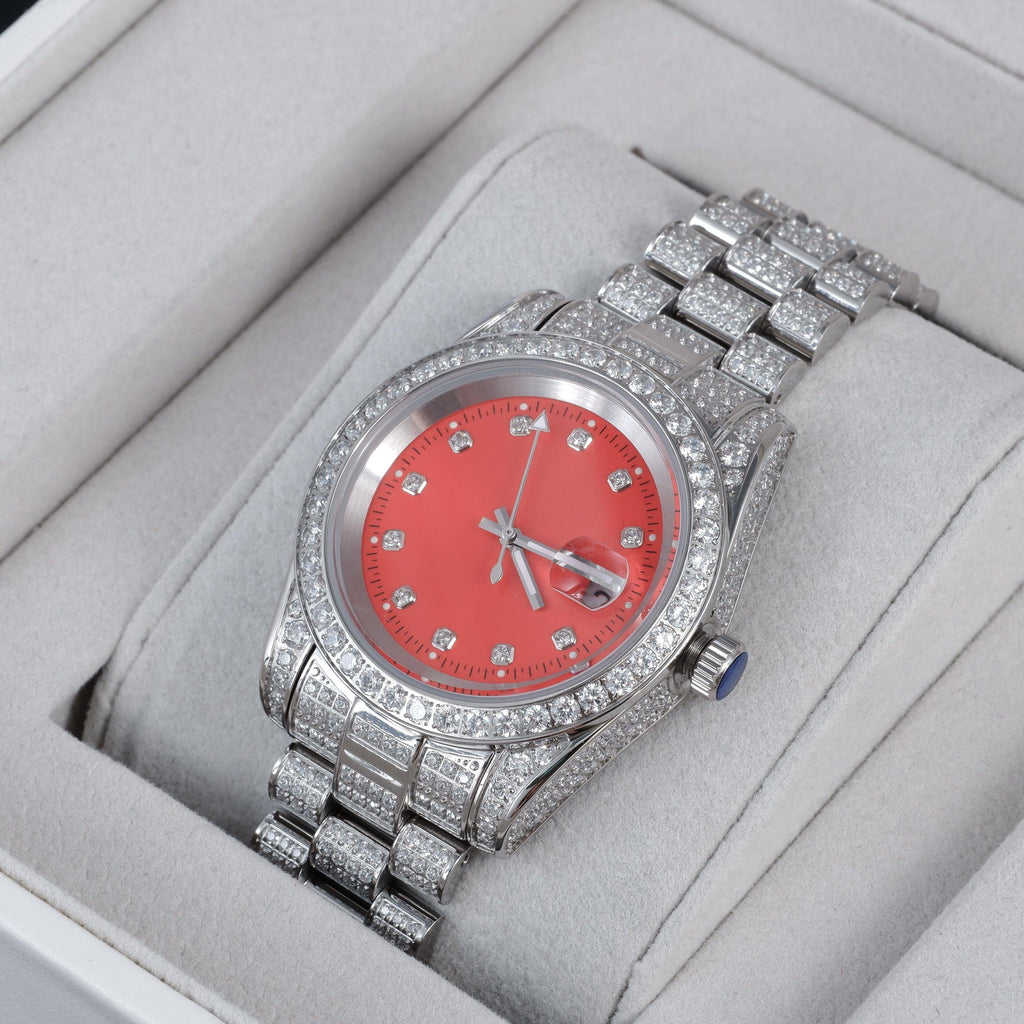 GUU Iced Watch Red Dial in WhiteGold - The GUU Shop