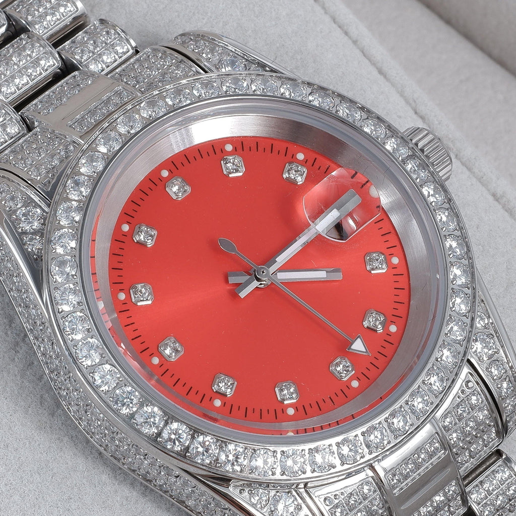 GUU Iced Watch Red Dial in WhiteGold - The GUU Shop