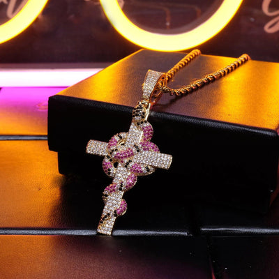 🔥New Iced Cross and Snake Pendant