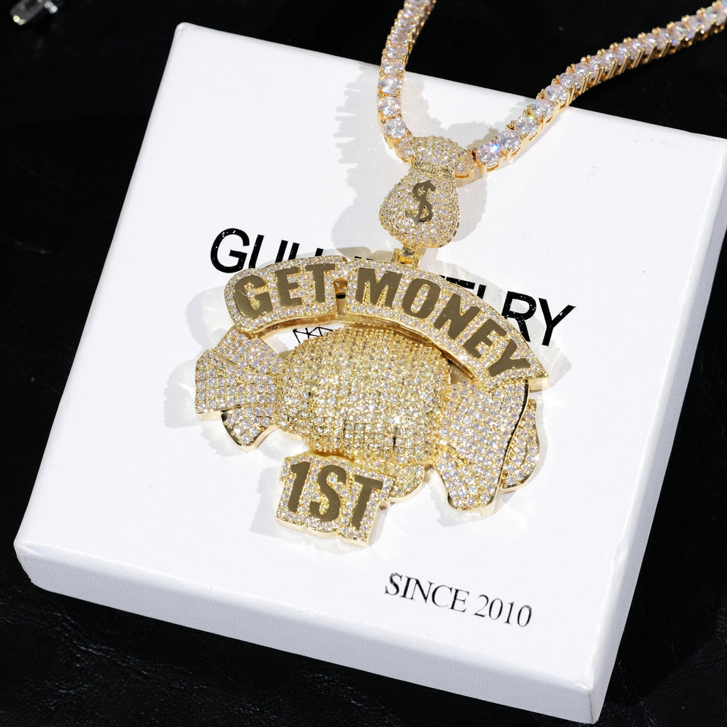 18K Gold-Plated Get Money First Iced Necklace - The GUU Shop