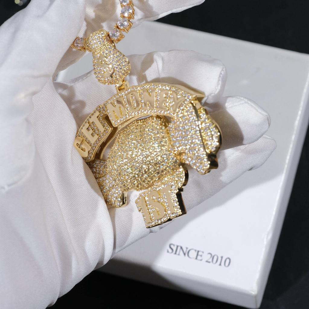 18K Gold-Plated Get Money First Iced Necklace - The GUU Shop