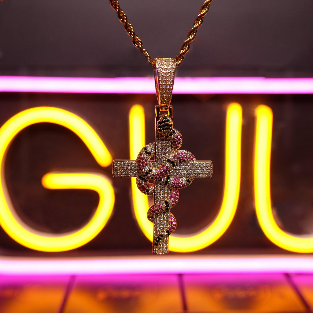 🔥New Iced Cross and Snake Pendant