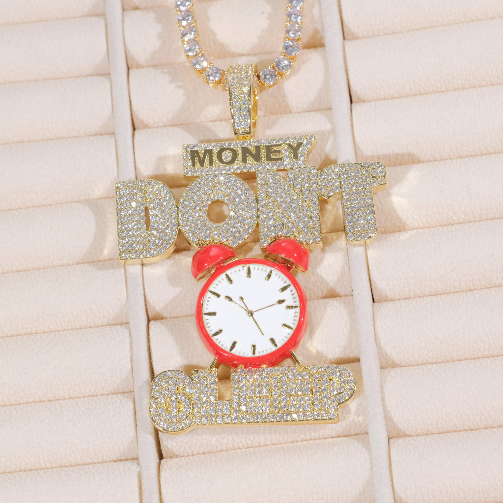 18K Gold-Plated Money Dont Sleep Iced Necklace - The GUU Shop