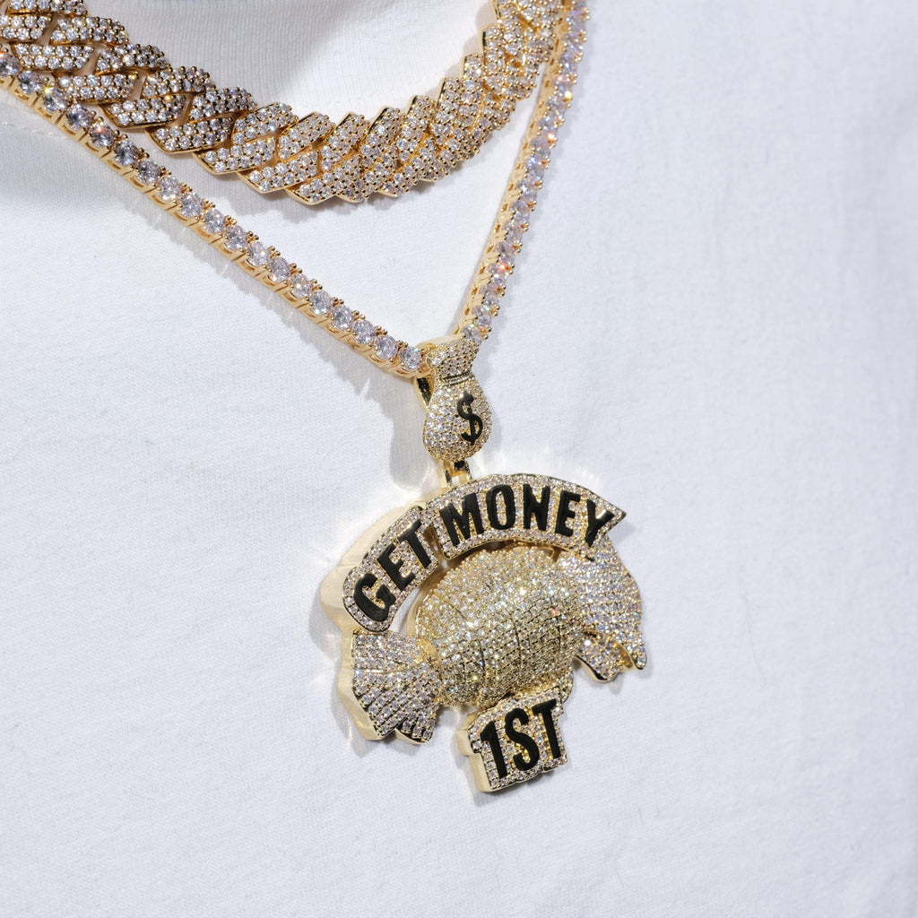 18K Gold-Plated Get Money First Iced Necklace - The GUU Shop