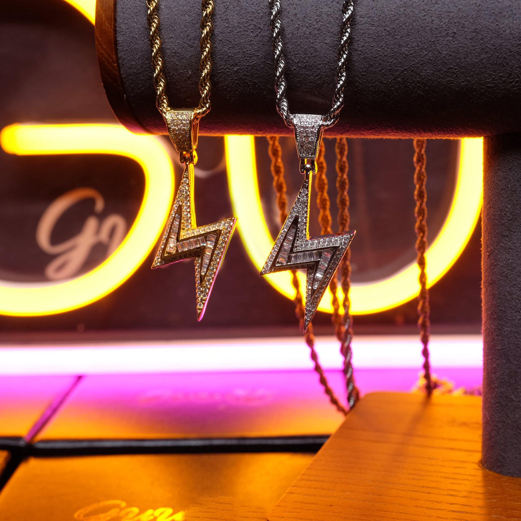 Baguette Iced Lightning Pendant