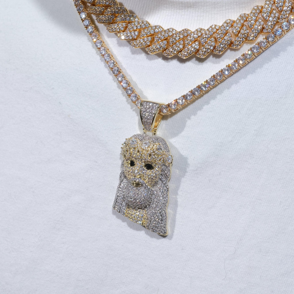 18K Gold-Plated Jesus Iced Necklace