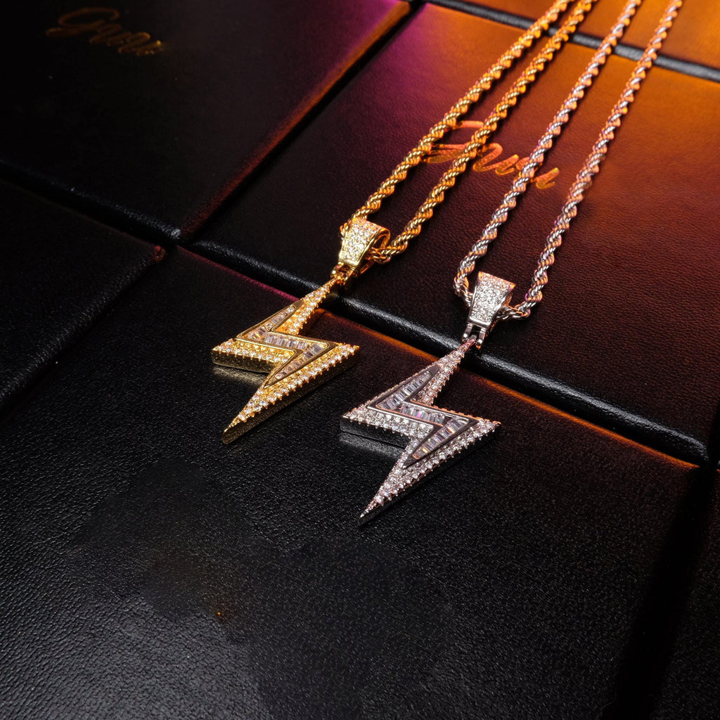 Baguette Iced Lightning Pendant