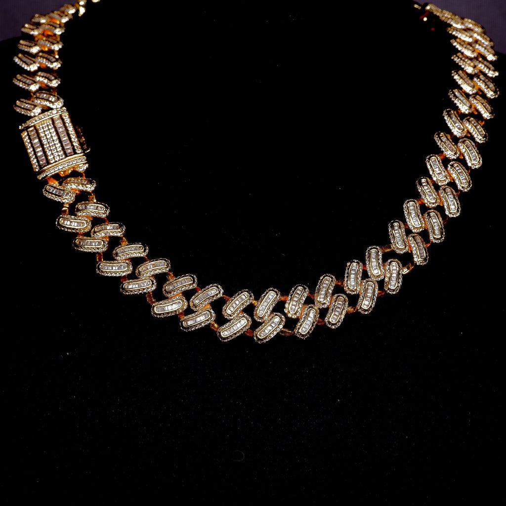 15mm 18K White/Gold-Plated BlingBling Baguette Iced Cuban Chain - The GUU Shop
