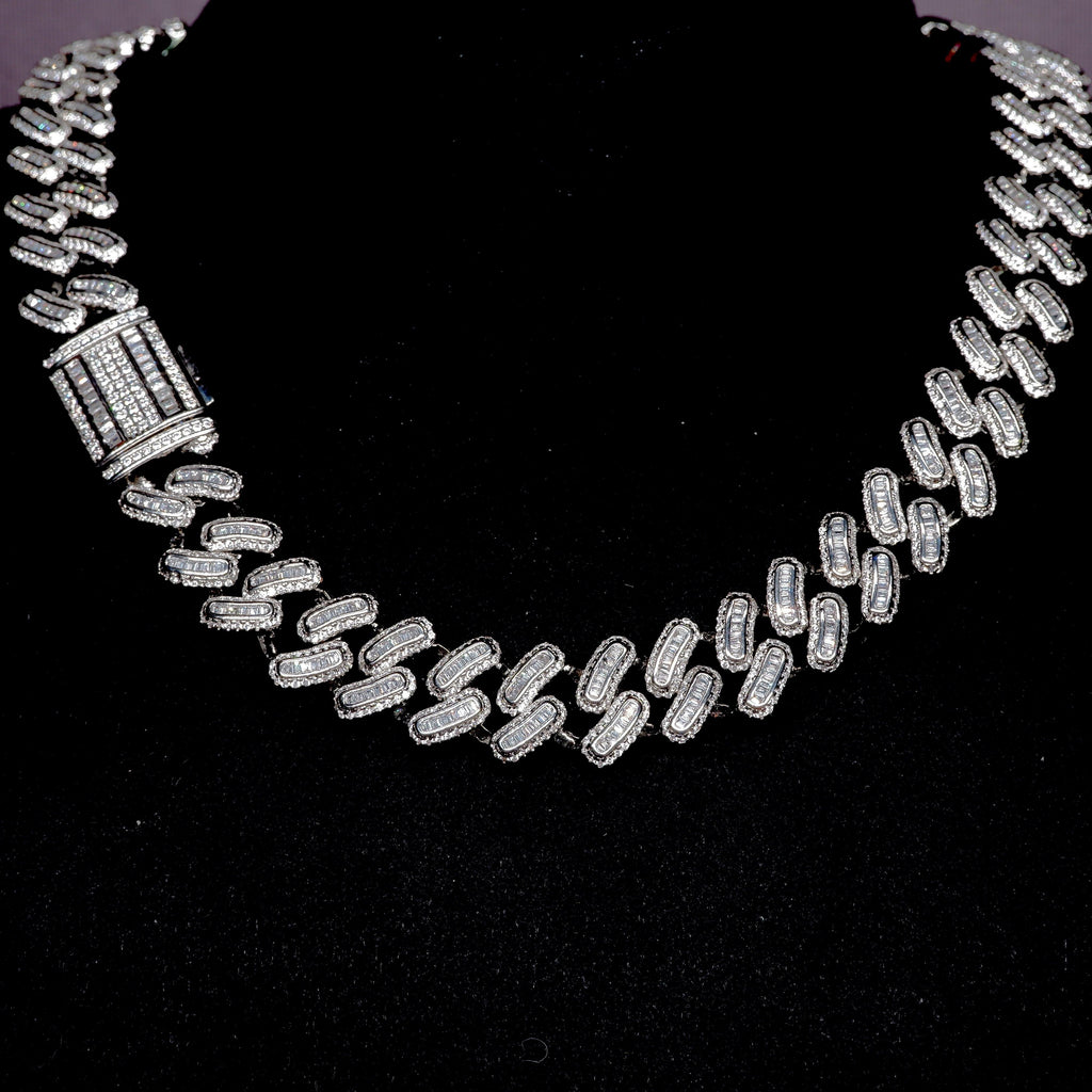 15mm 18K White/Gold-Plated BlingBling Baguette Iced Cuban Chain - The GUU Shop