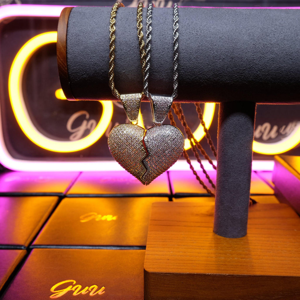 18K Gold-Plated CZ Heartbreak Pendant (with Chain)
