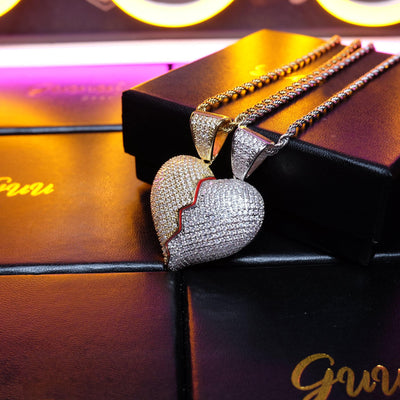 18K Gold-Plated CZ Heartbreak Pendant (with Chain)