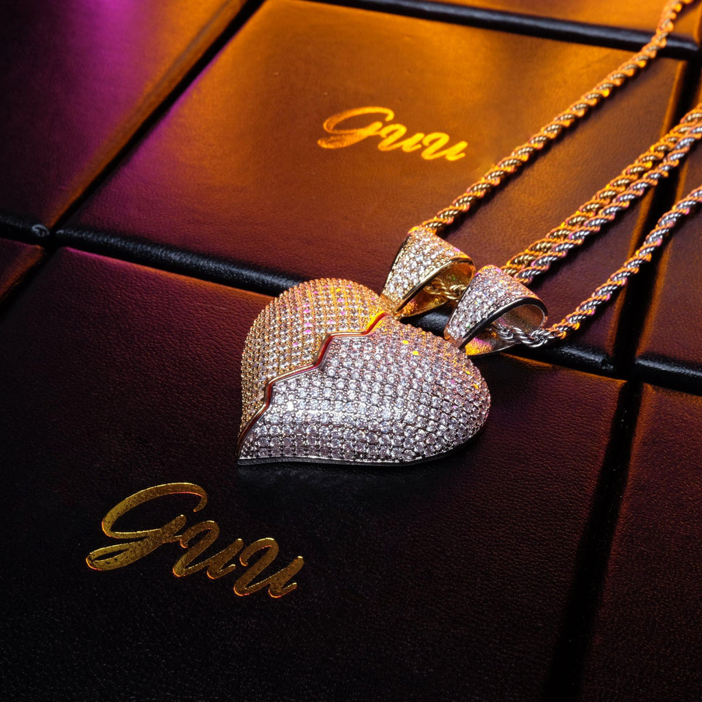 18K Gold-Plated CZ Heartbreak Pendant (with Chain)
