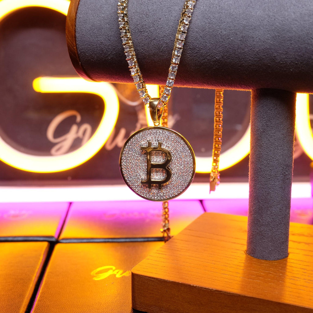Two-tone Iced 31mm CZ  Cuban Link  Pendant In Yellow Gold-Plated - The GUU Shop