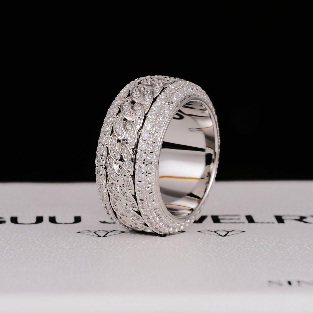 Rotatable 5-Layer Iced Cuban Ring - The GUU Shop