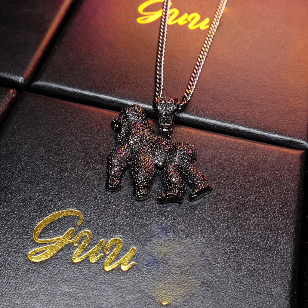 Iced AAA CZ Gorilla Pendant In 18K Yellow Gold-Plated