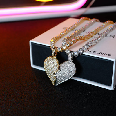 18K Gold-Plated Micro-inlay  AAA CZ  Broken Of Heart Pendant - The GUU Shop