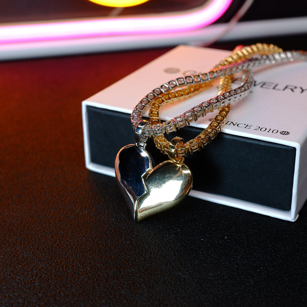 18K Gold-Plated Micro-inlay  AAA CZ  Broken Of Heart Pendant - The GUU Shop