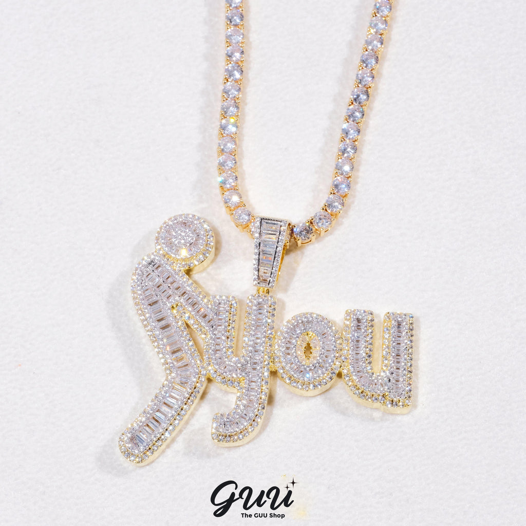 Fxxk You Baguette Two-Layer Iced Necklace