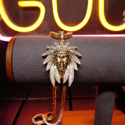 Official Limited  Gold-Plated Two-tone Indian Chief Pendant