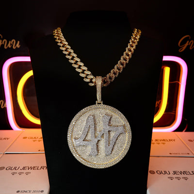 Iced Gold-Plated 3D Big 44 Disc BlingBling Necklace