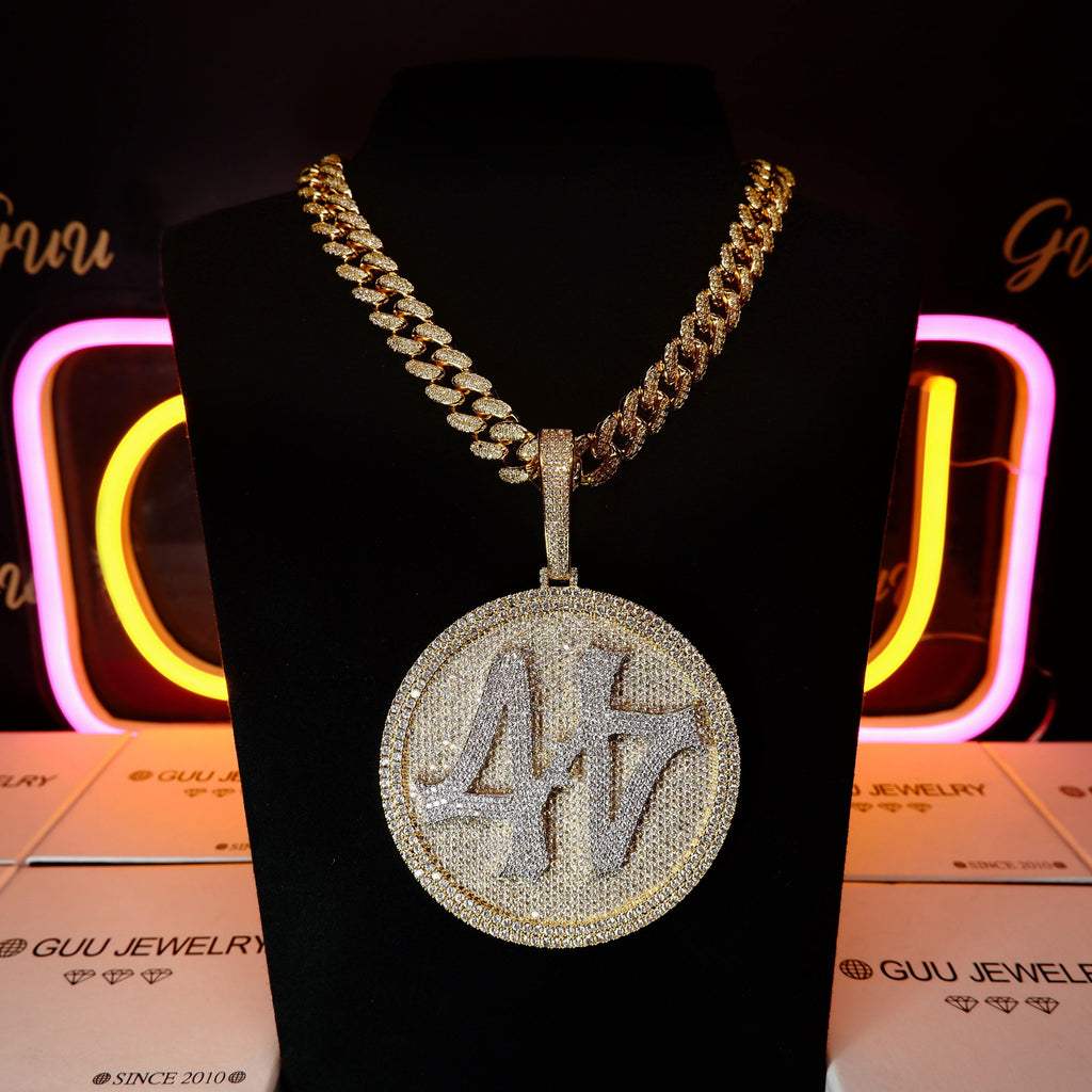 CUSTOM LETTER NECKLACE 3D BIG DISC - The GUU Shop