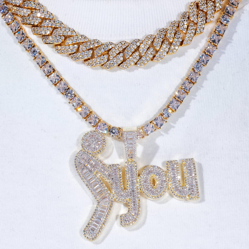 Fxxk You Baguette Two-Layer Iced Necklace - The GUU Shop