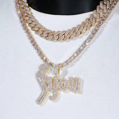 Fxxk You Baguette Two-Layer Iced Necklace - The GUU Shop