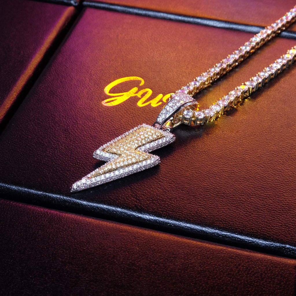 18K Gold-Plated CZ Iced Lightning Necklace - The GUU Shop