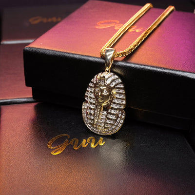 25mm Egyptian Pharaoh Head  Hip Hop Cubic Zirconia Pendant # Rapper Chain