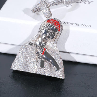 Iced Mary With Gun Necklace