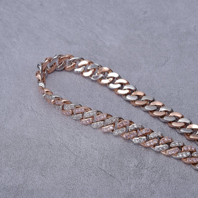 13mm 18K WhiteGold-Plated Pink Iced Cuban Chain - The GUU Shop