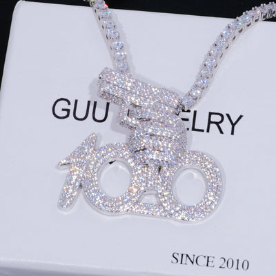 Silver 100 emoji with Gun Rich Shooter Necklace - The GUU Shop