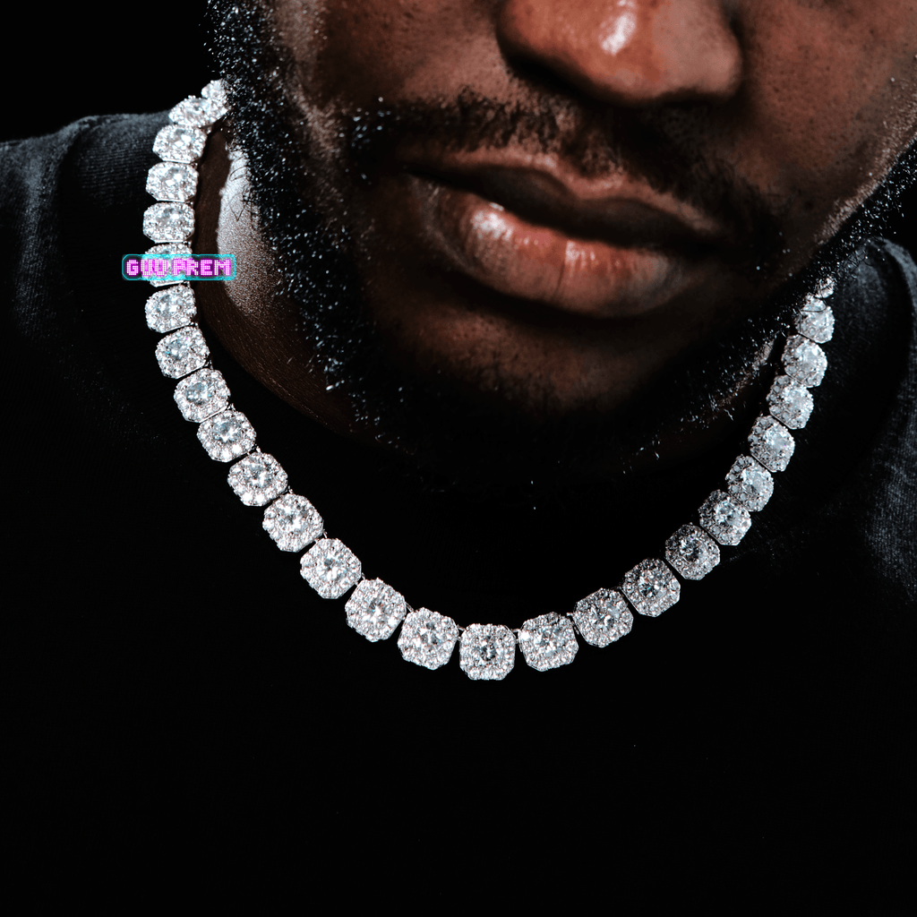Clustered Tennis Chain in White Gold - The GUU Shop