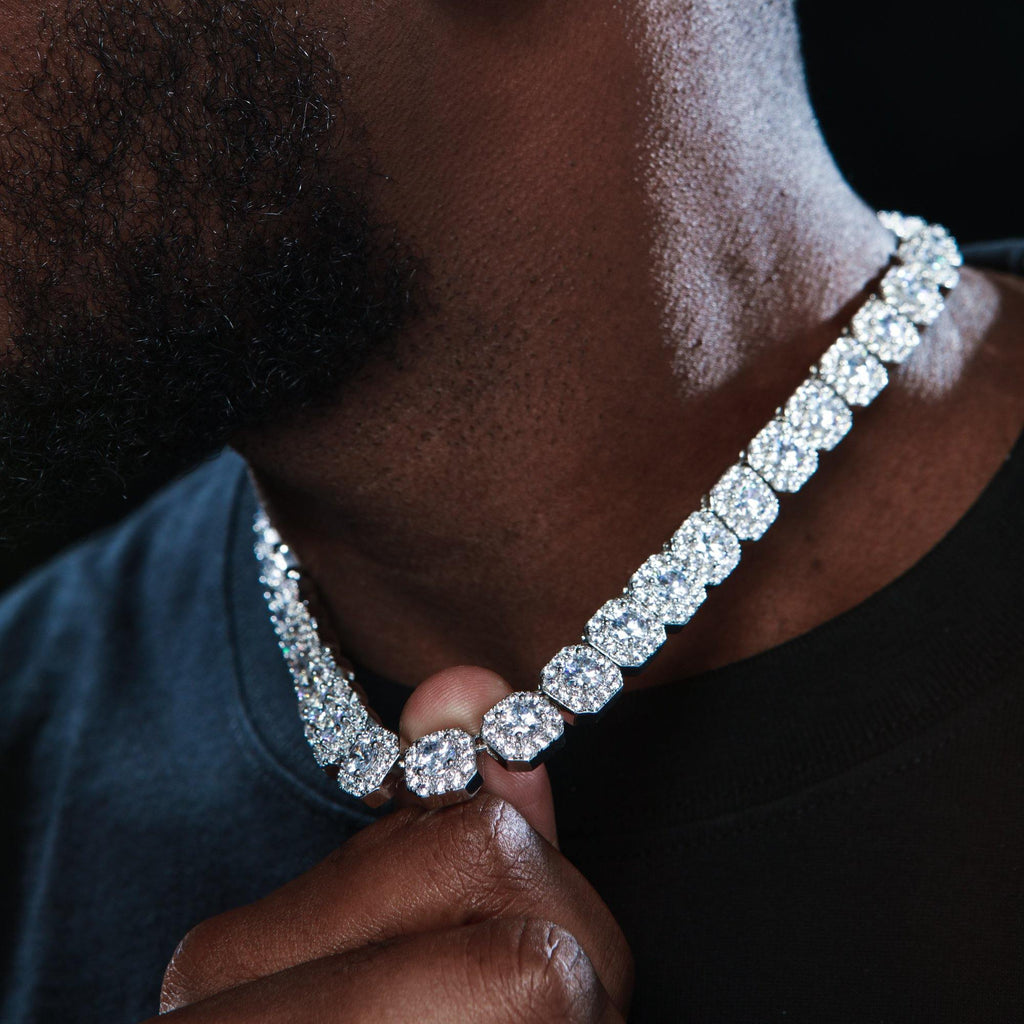 Clustered Tennis Chain in White Gold - The GUU Shop