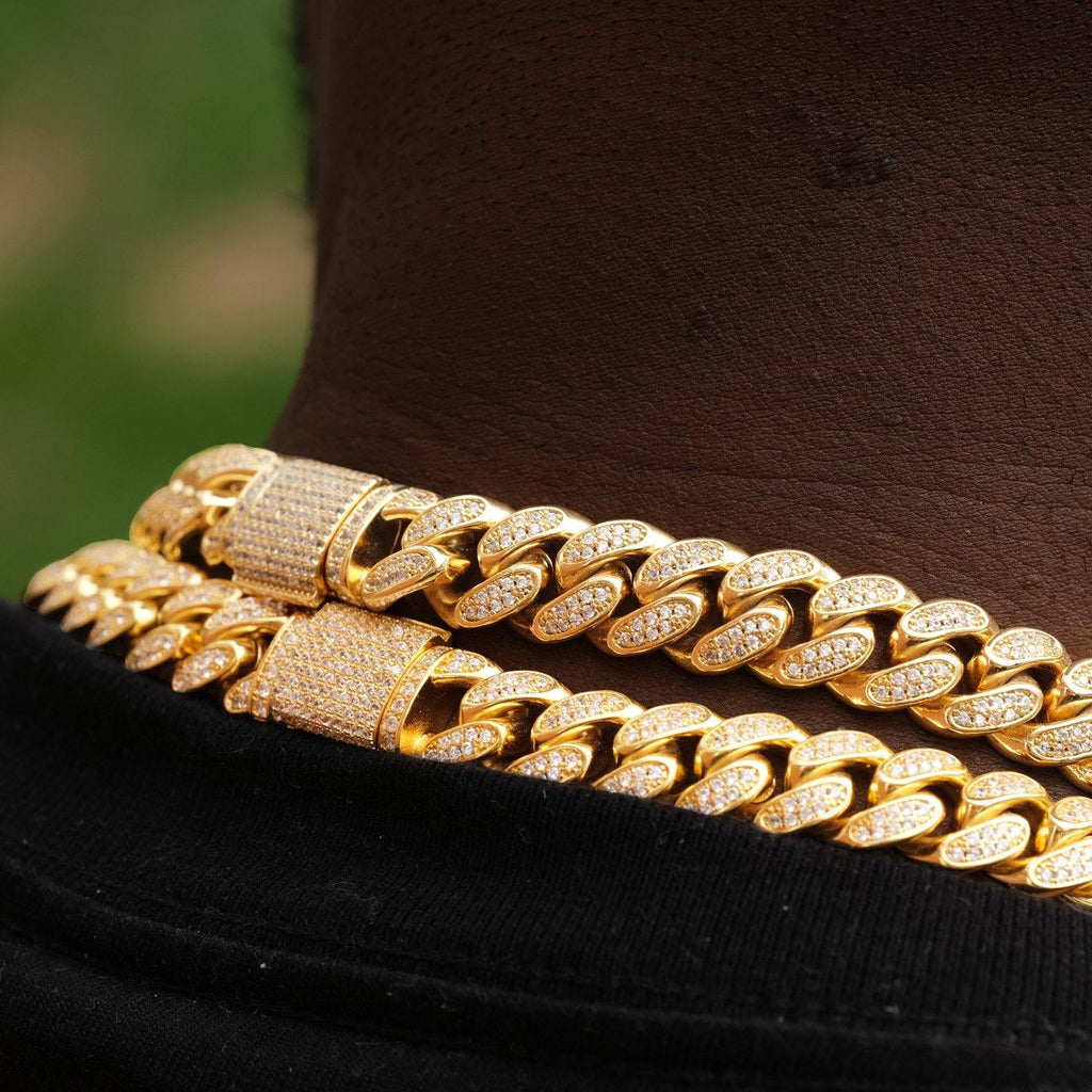 12mm Diamond Cuban Chain in 18K Gold - The GUU Shop