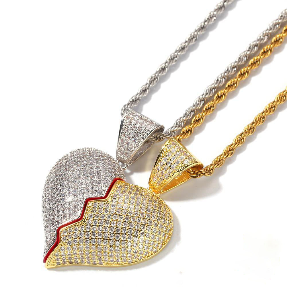 18K Gold-Plated CZ Heartbreak Pendant (with Chain)