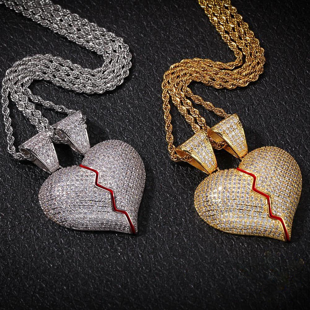18K Gold-Plated CZ Heartbreak Pendant (with Chain)