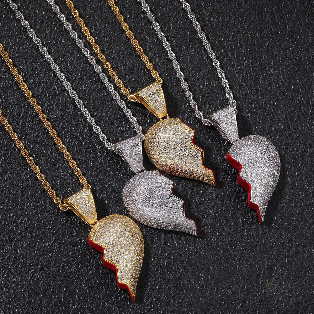 18K Gold-Plated CZ Heartbreak Pendant (with Chain)