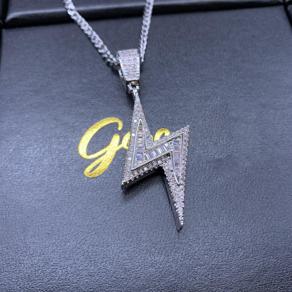 Baguette Iced Lightning Pendant