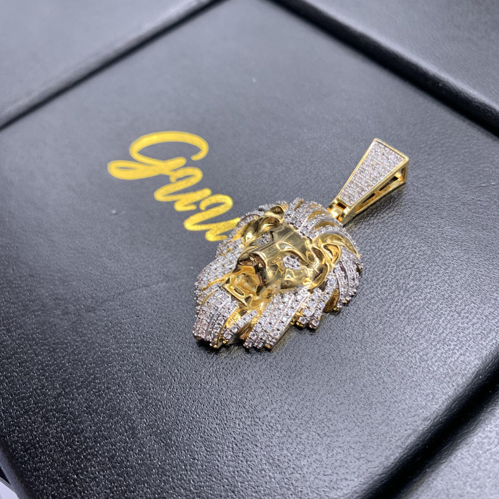 23mm Gold-Plated Micro-inlay Zircon # Lion Head # Rapper Chain