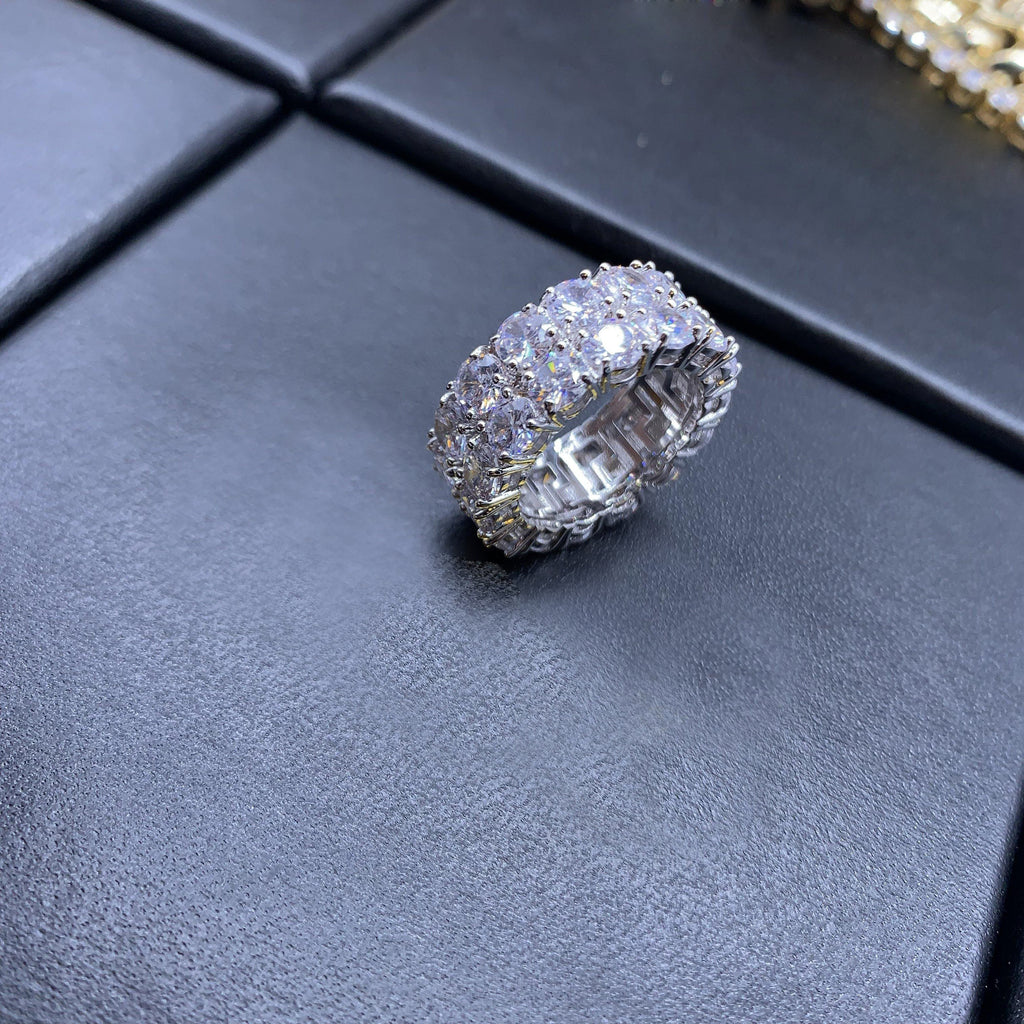 Micro-inlay CZ Double Row Ring