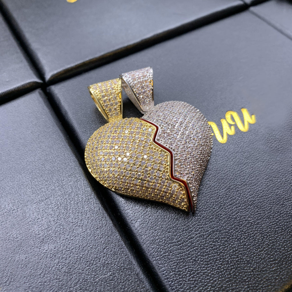 18K Gold-Plated CZ Heartbreak Pendant (with Chain)