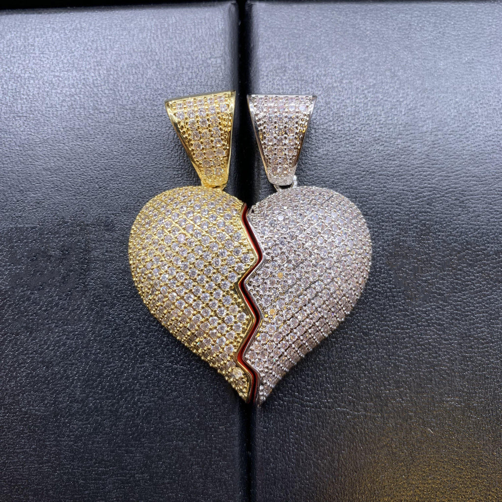 18K Gold-Plated CZ Heartbreak Pendant (with Chain)