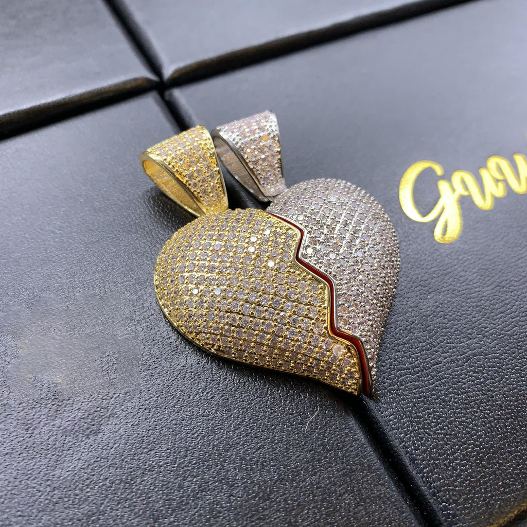 18K Gold-Plated CZ Heartbreak Pendant (with Chain)